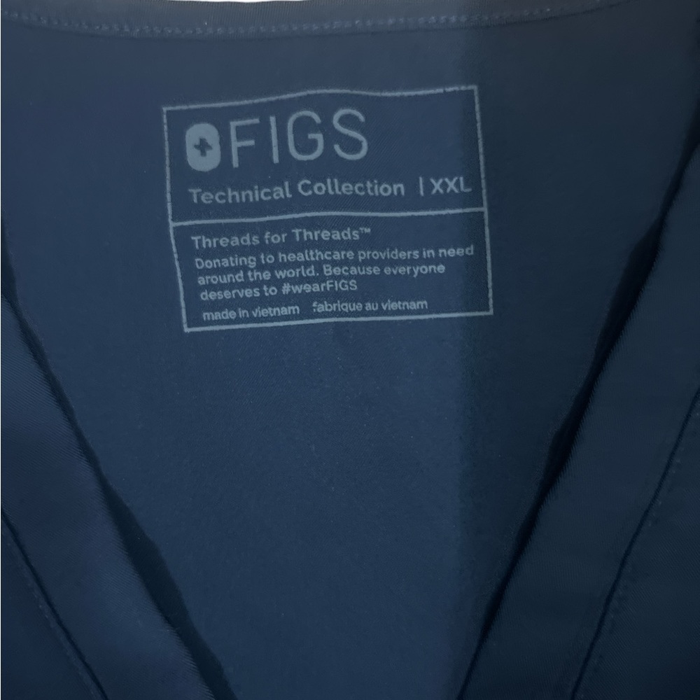 FIGS TOP 2X navy RLS - Picture 3 of 7